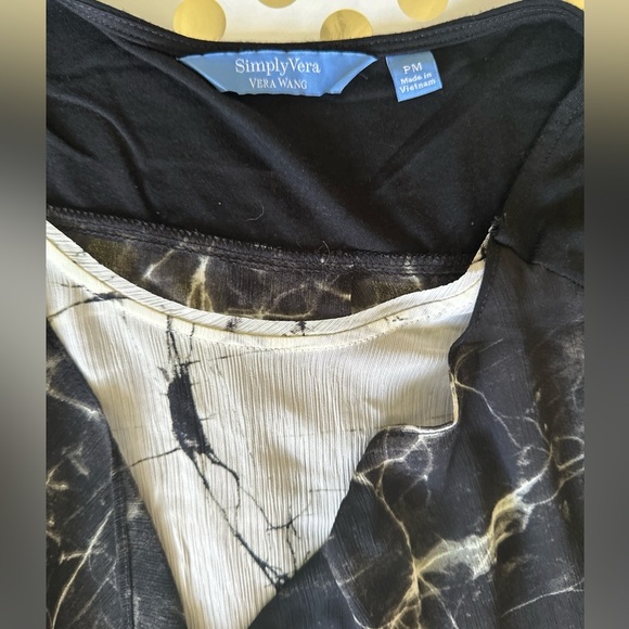 Simply Vera Vera Wang Black and White Wrap Blouse - Picture 2 of 2